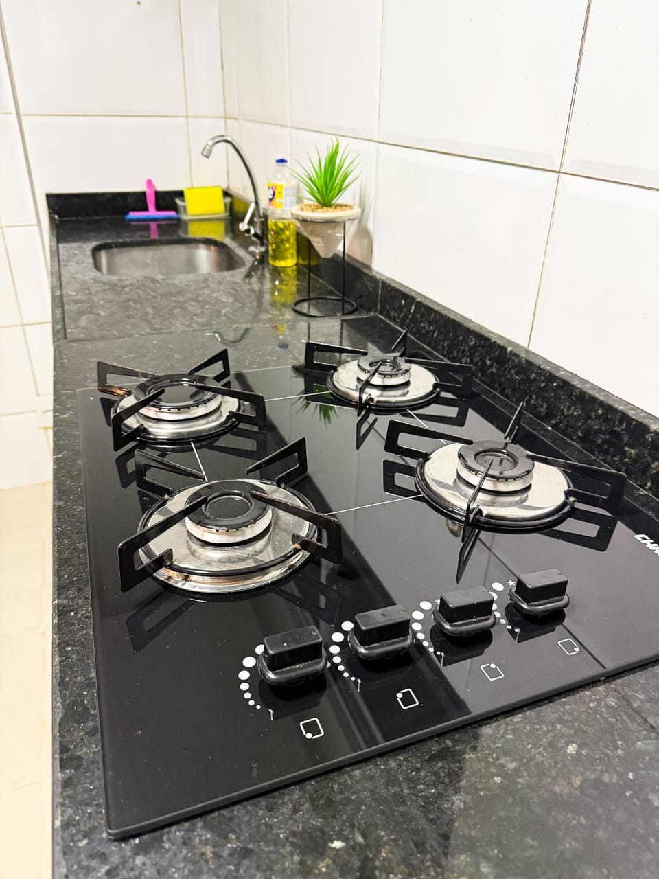Kitchen or kitchenette, stove