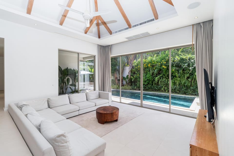 TV and multimedia, Living room, Seating area, Pool view, Swimming pool