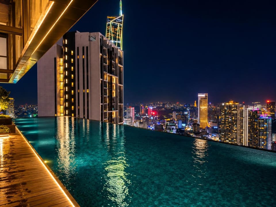 Nearby landmark, Night, City view, Pool view, Swimming pool