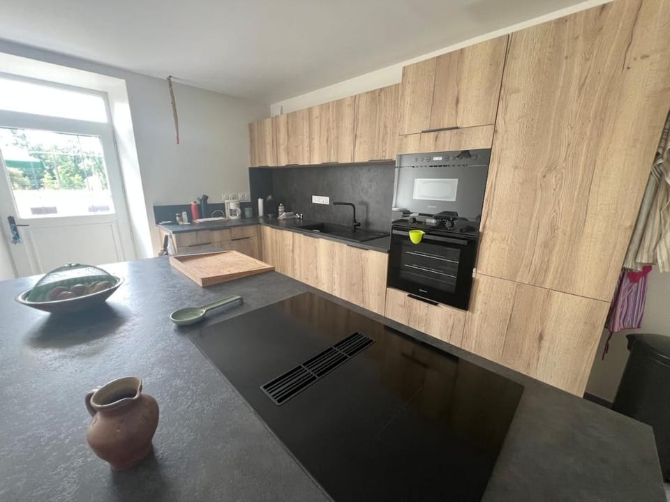 Kitchen or kitchenette, dishwasher, stove