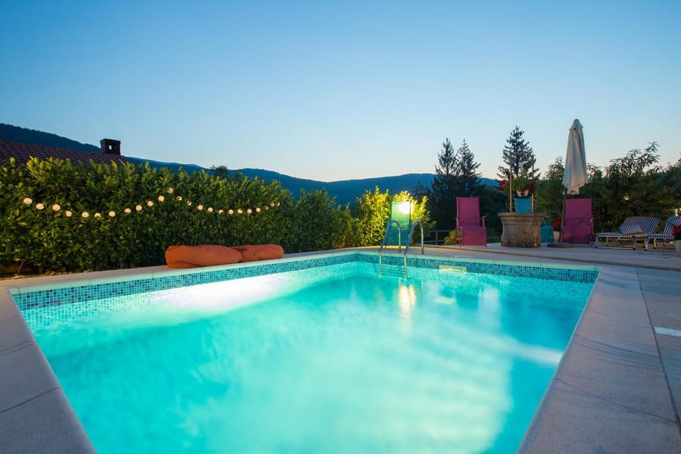 Pool view, Swimming pool, Sunset