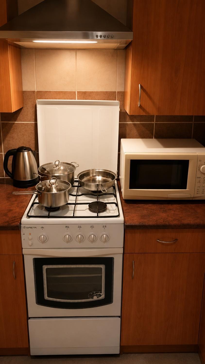Coffee/tea facilities, Kitchen or kitchenette, stove