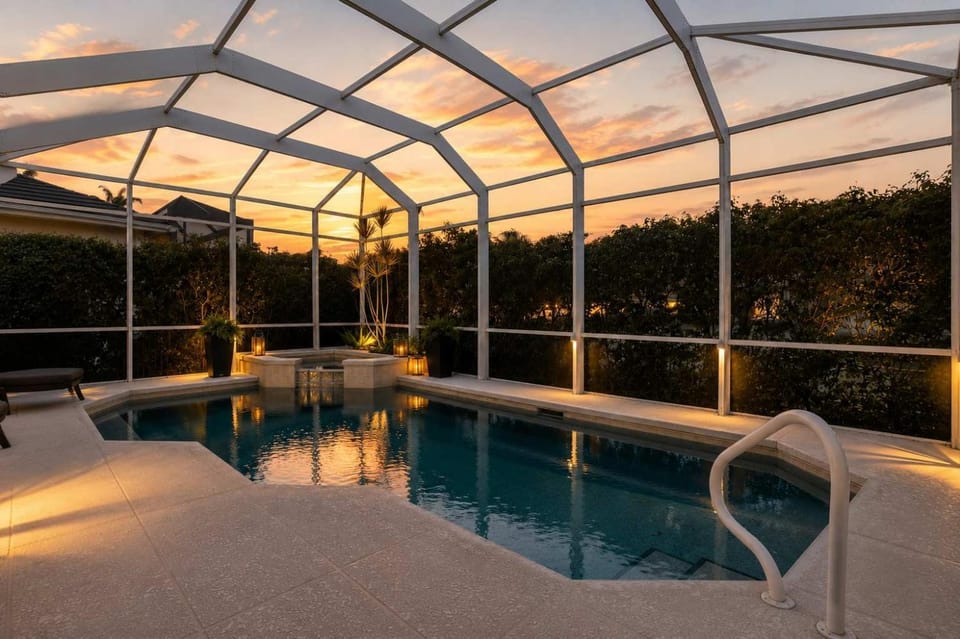 Waterfront Oasis Pool Private Dock Firepit House in Marco Island