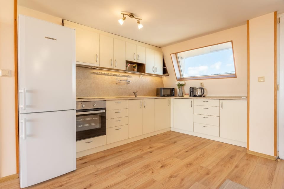 Coffee/tea facilities, Kitchen or kitchenette, oven, stove