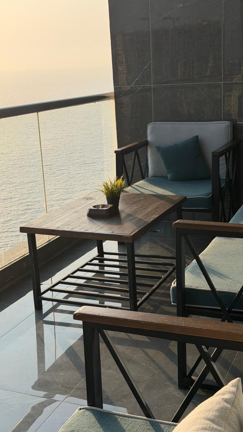 Day, Natural landscape, View (from property/room), Balcony/Terrace, Living room, Seating area, Sea view