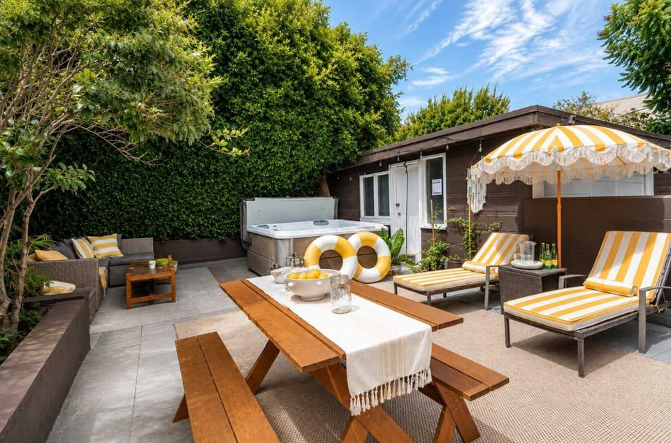 Silver Lake home hot tub & sign view House in Echo Park
