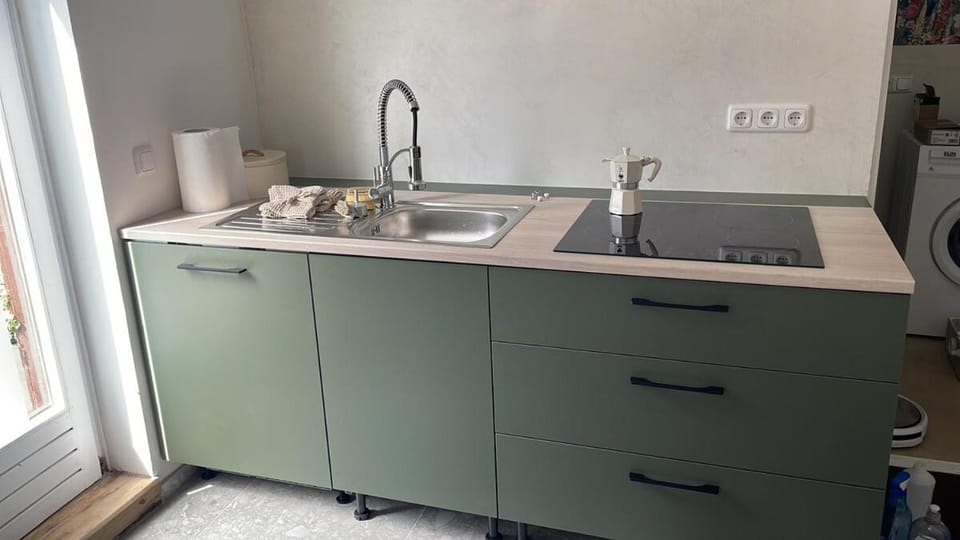 Kitchen or kitchenette, dishwasher, stove