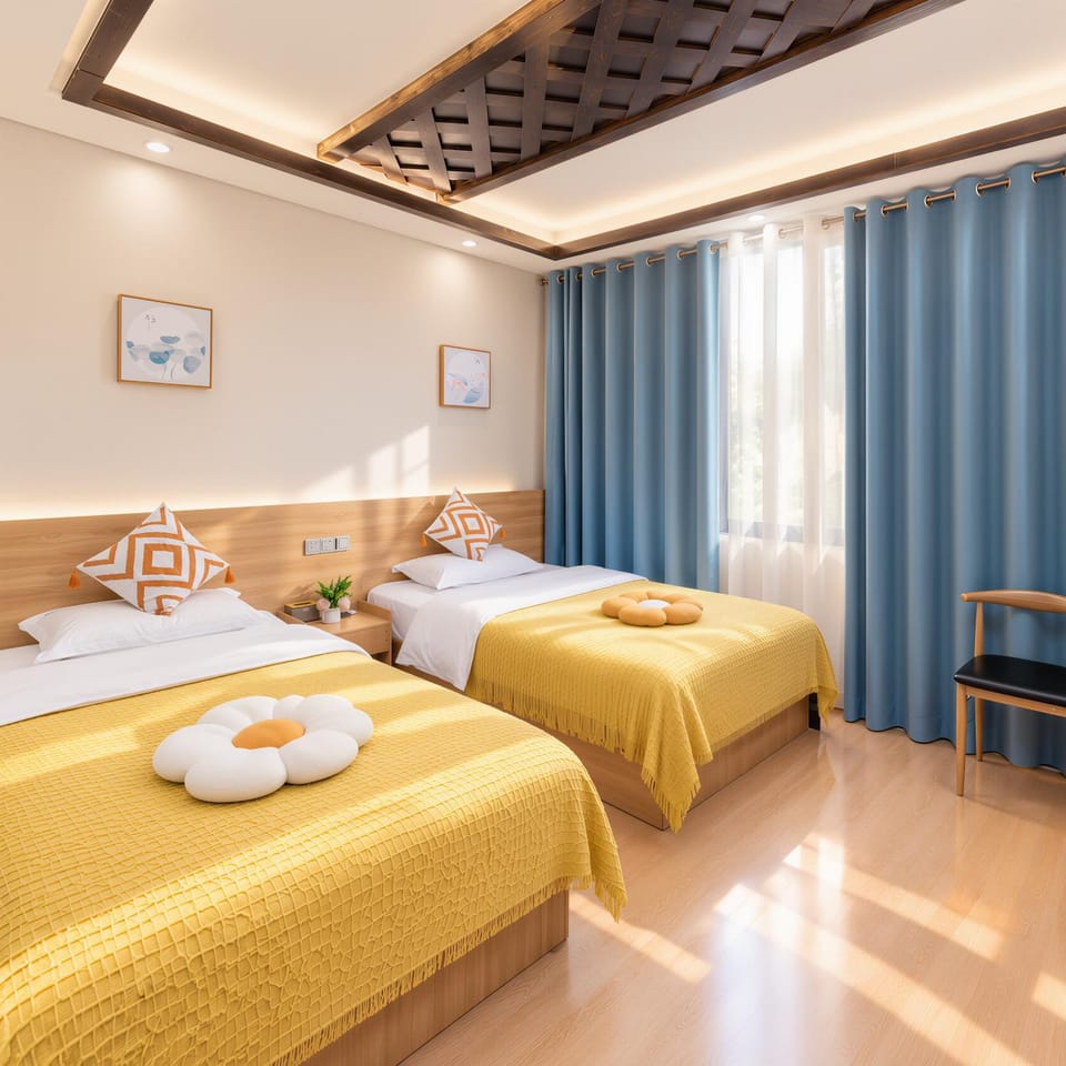 Bed, Photo of the whole room, Bedroom, towels