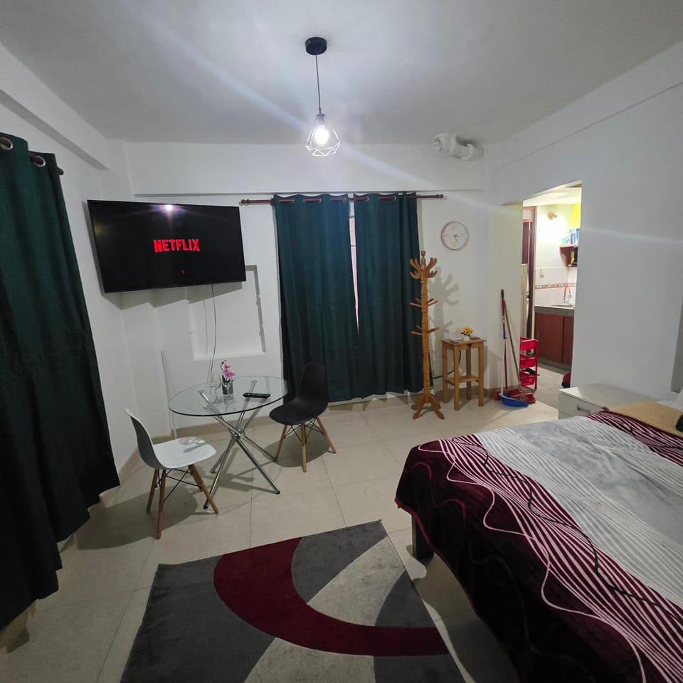 Bed, TV and multimedia, Photo of the whole room, fireplace, air conditioner