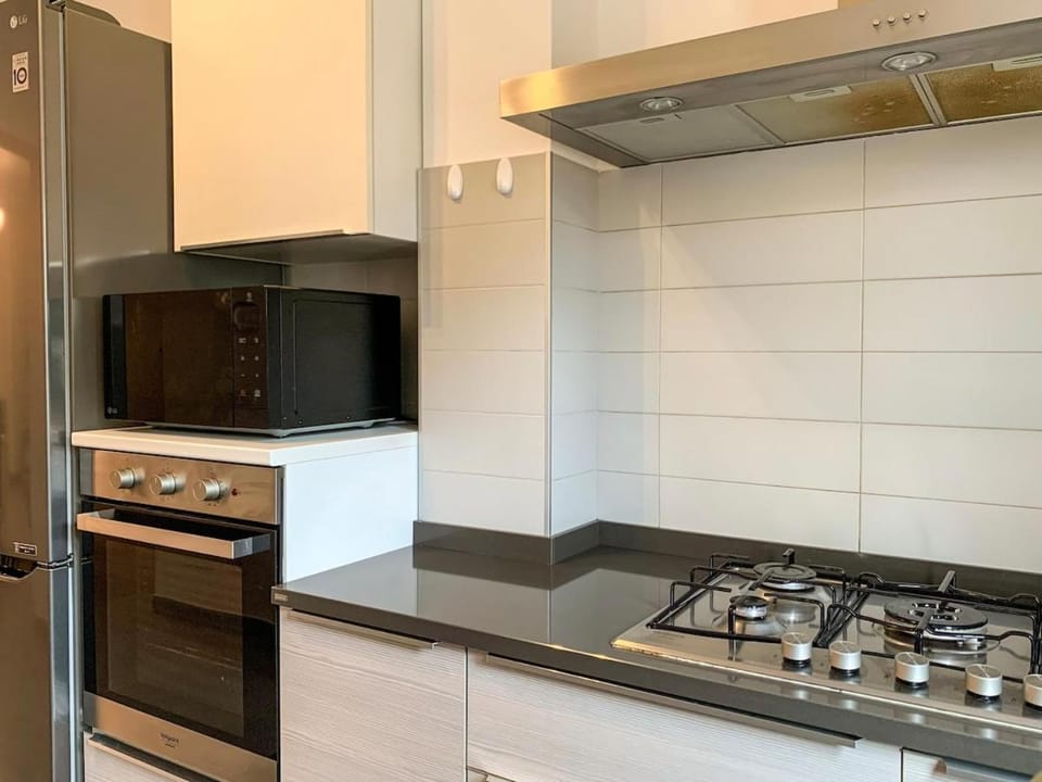 Kitchen or kitchenette, stove