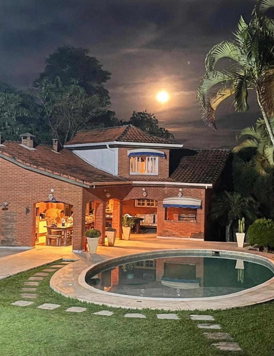 Patio, Night, Garden, Swimming pool