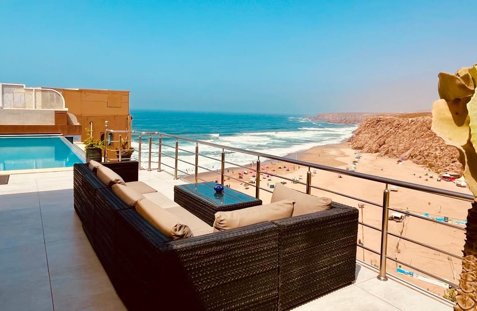 Patio, Nearby landmark, Day, Natural landscape, View (from property/room), Balcony/Terrace, Seating area, Beach, Pool view, Sea view, Swimming pool