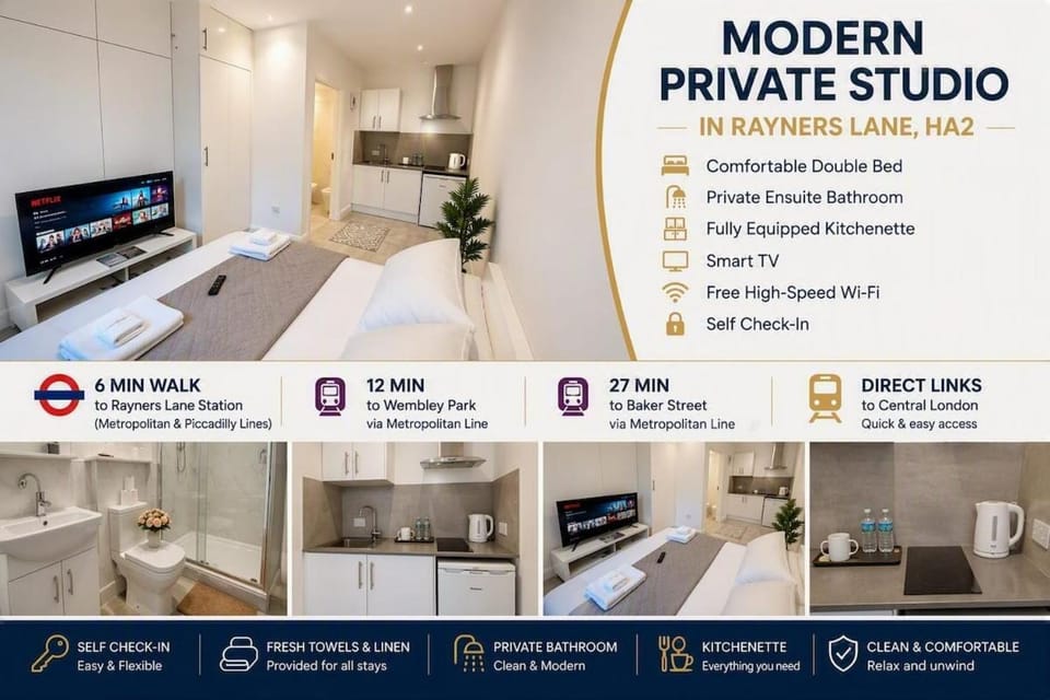 Stylish Self-Check-In Studio Ensuite & Kitchenette Vacation rental in Pinner