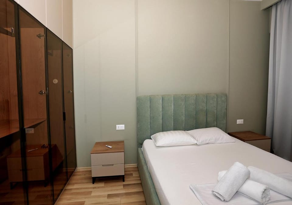 Bed, Photo of the whole room, Bedroom, towels, wardrobe