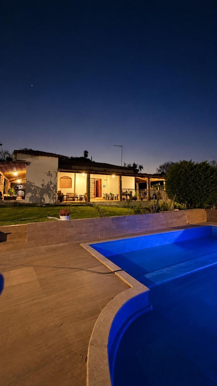 Property building, Night, Pool view, Swimming pool