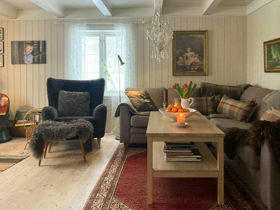 Timber house from 1600s in historic mining village House in Viken, Norway