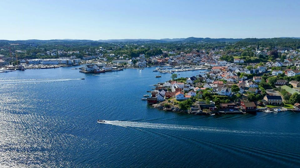Converted boathouse with jetty near Grimstad House in Norway