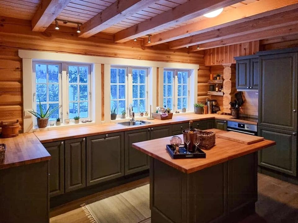 Cabin by ski track in Uvdal with bonfire Cabin in Viken, Norway