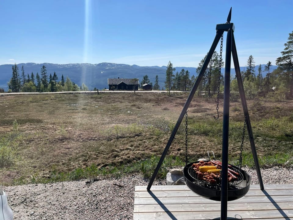 Views and sunny days on Norefjell House in Viken, Norway