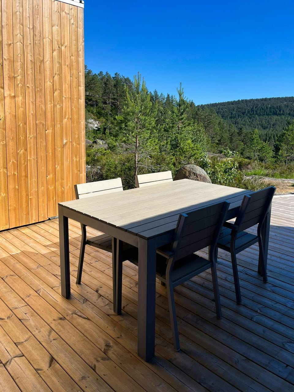 Views over the Nidelva river and hills in Amli House in Norway