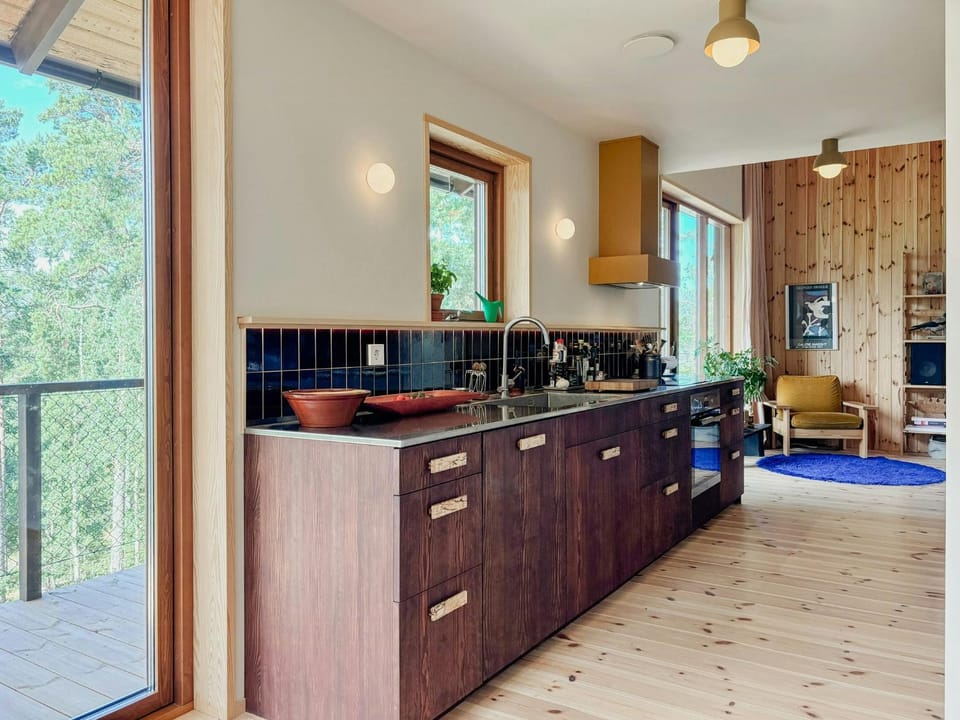 Architect-designed wooden house on Tynningo House in Stockholm County