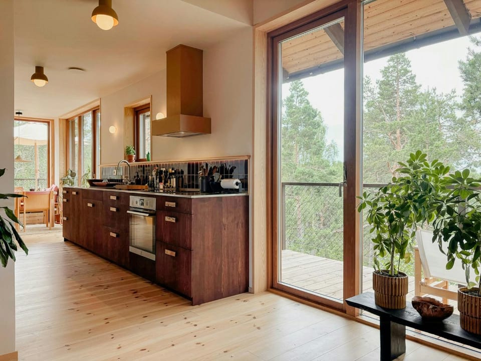 Architect-designed wooden house on Tynningo House in Stockholm County