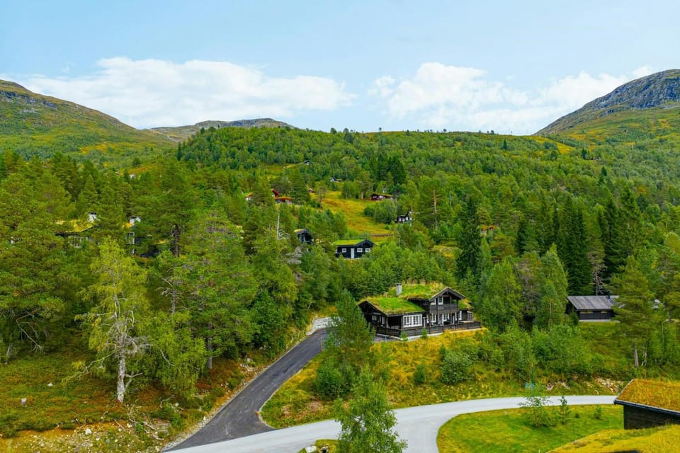 Traditional cabin with turf roof near Stryn Cabin in Vestland