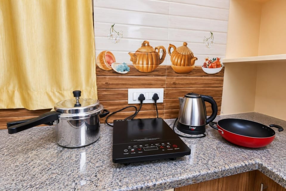 Kitchen or kitchenette, stove