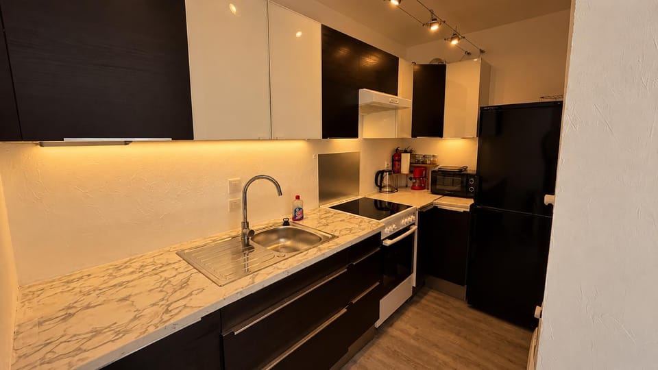 Kitchen or kitchenette, stove