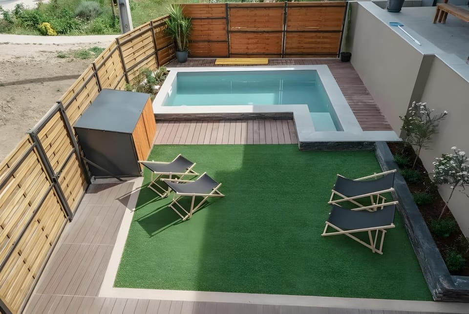 Property building, Living room, Swimming pool