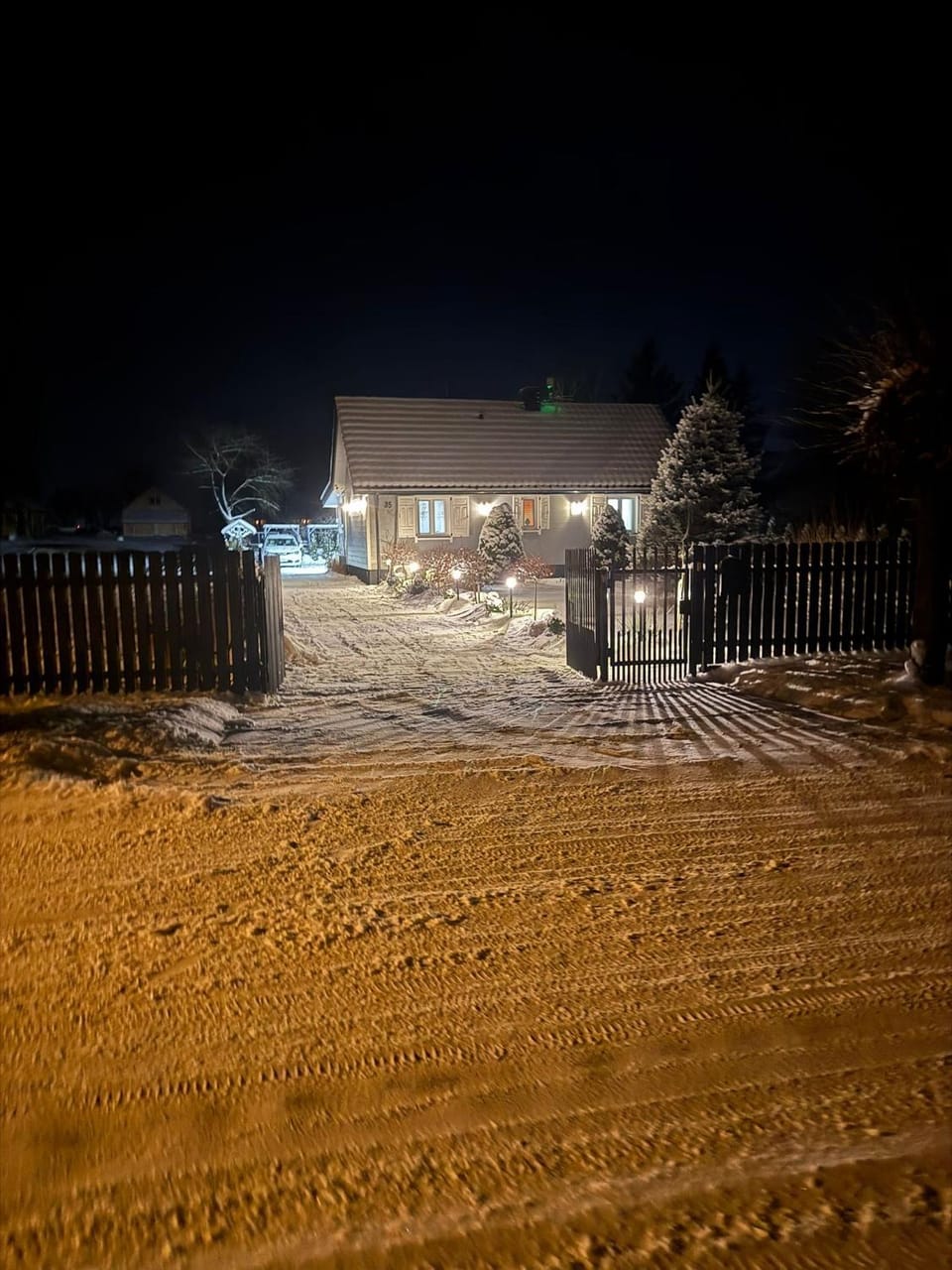 Property building, Night, Winter