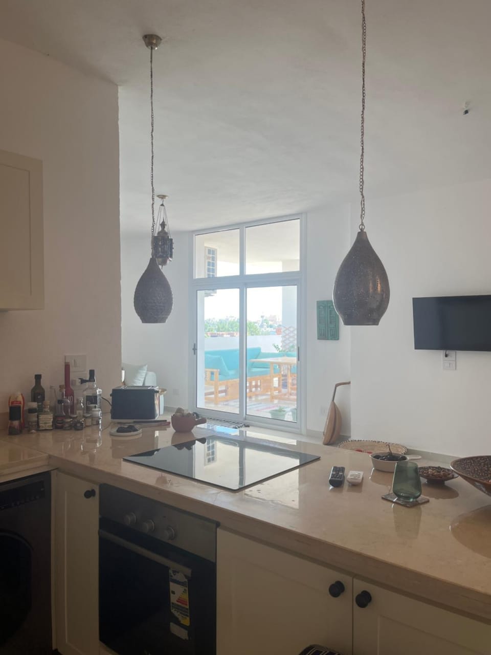 Kitchen or kitchenette, stove