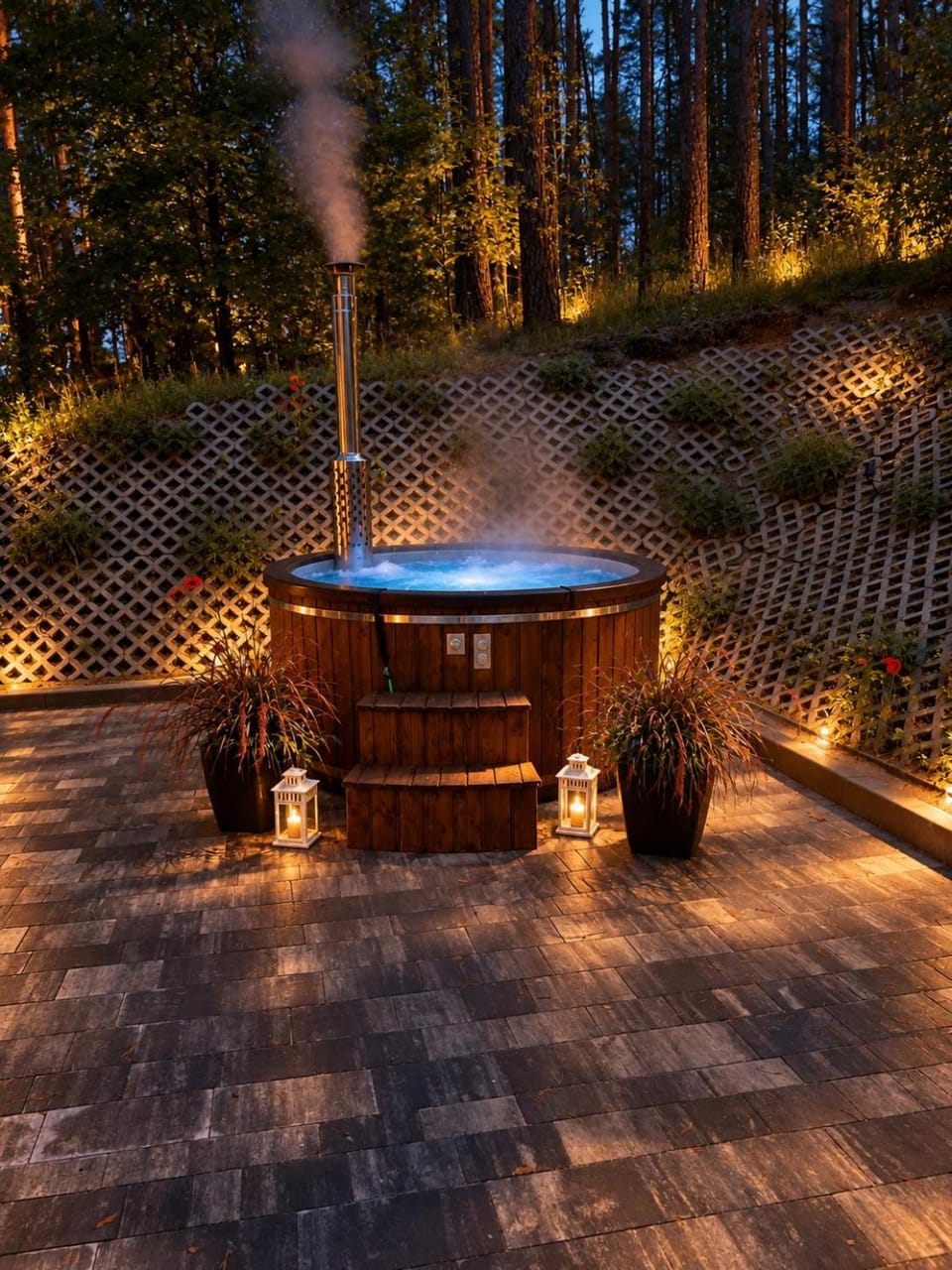 Night, Garden, Hot Tub, Hot Tub, Area and facilities