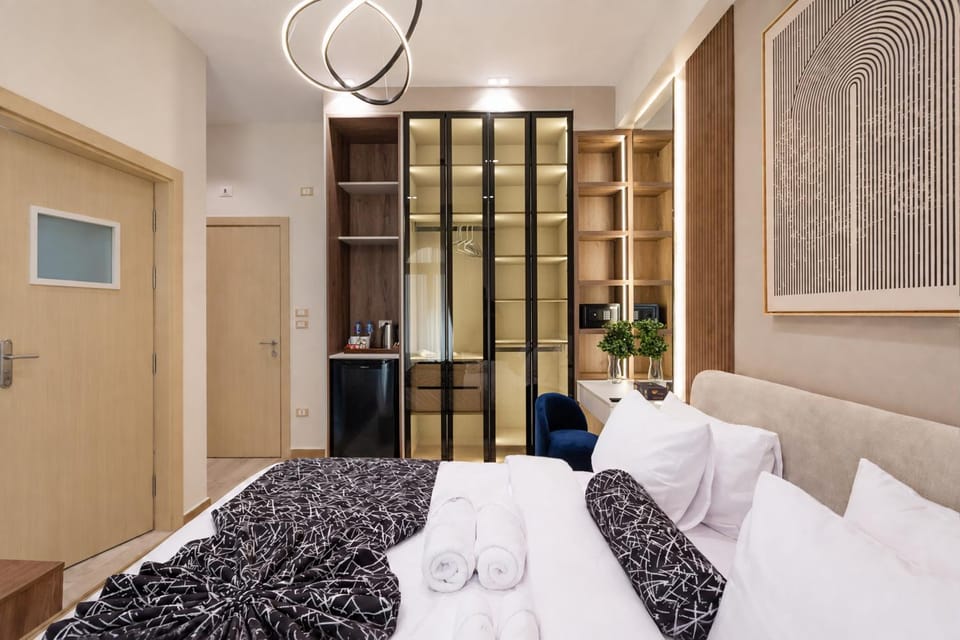 Bed, Photo of the whole room, Bedroom, towels, wardrobe