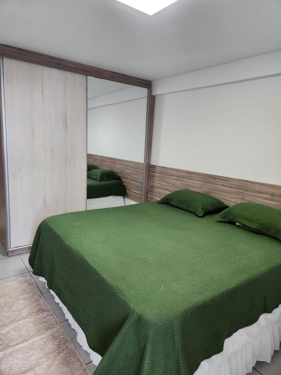 Bed, wardrobe