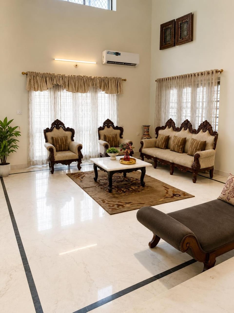 Living room, Seating area, air conditioner