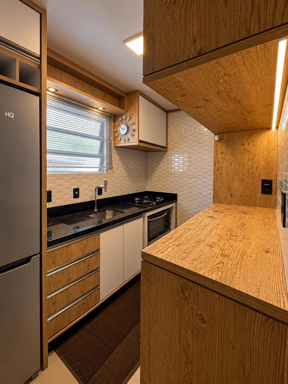 Kitchen or kitchenette, stove