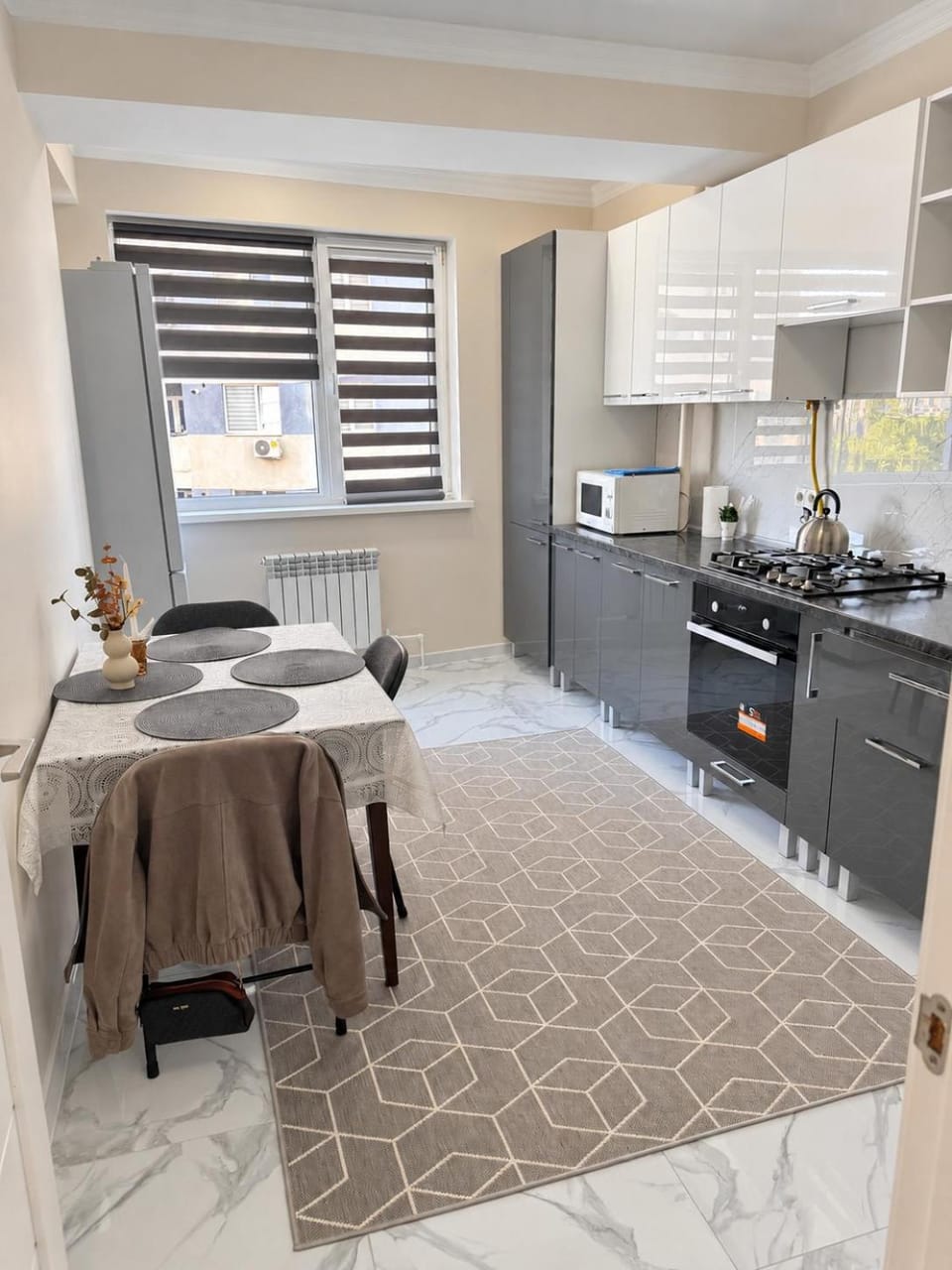 Kitchen or kitchenette, oven, stove