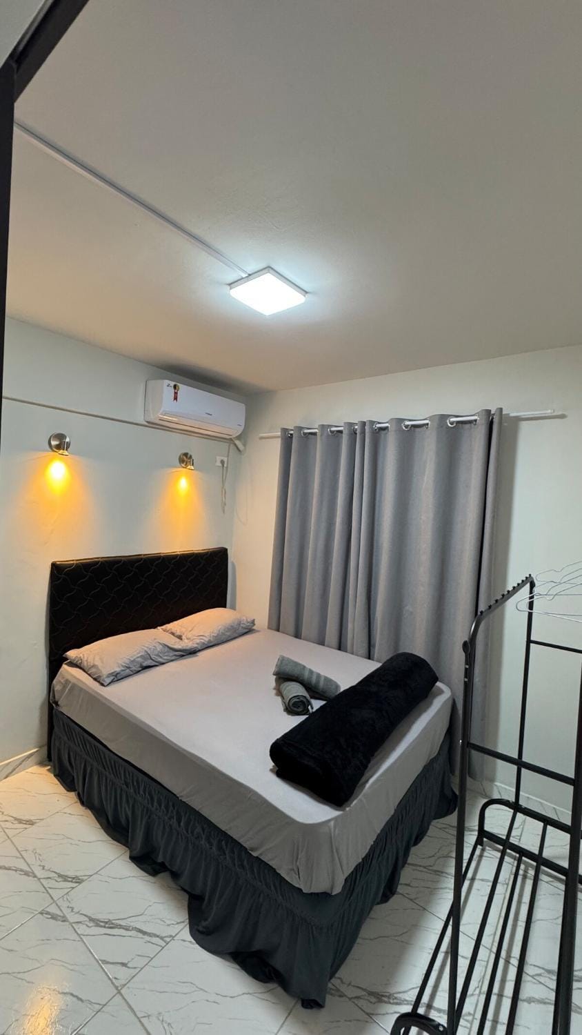 Bed, Photo of the whole room, Bedroom, towels, air conditioner