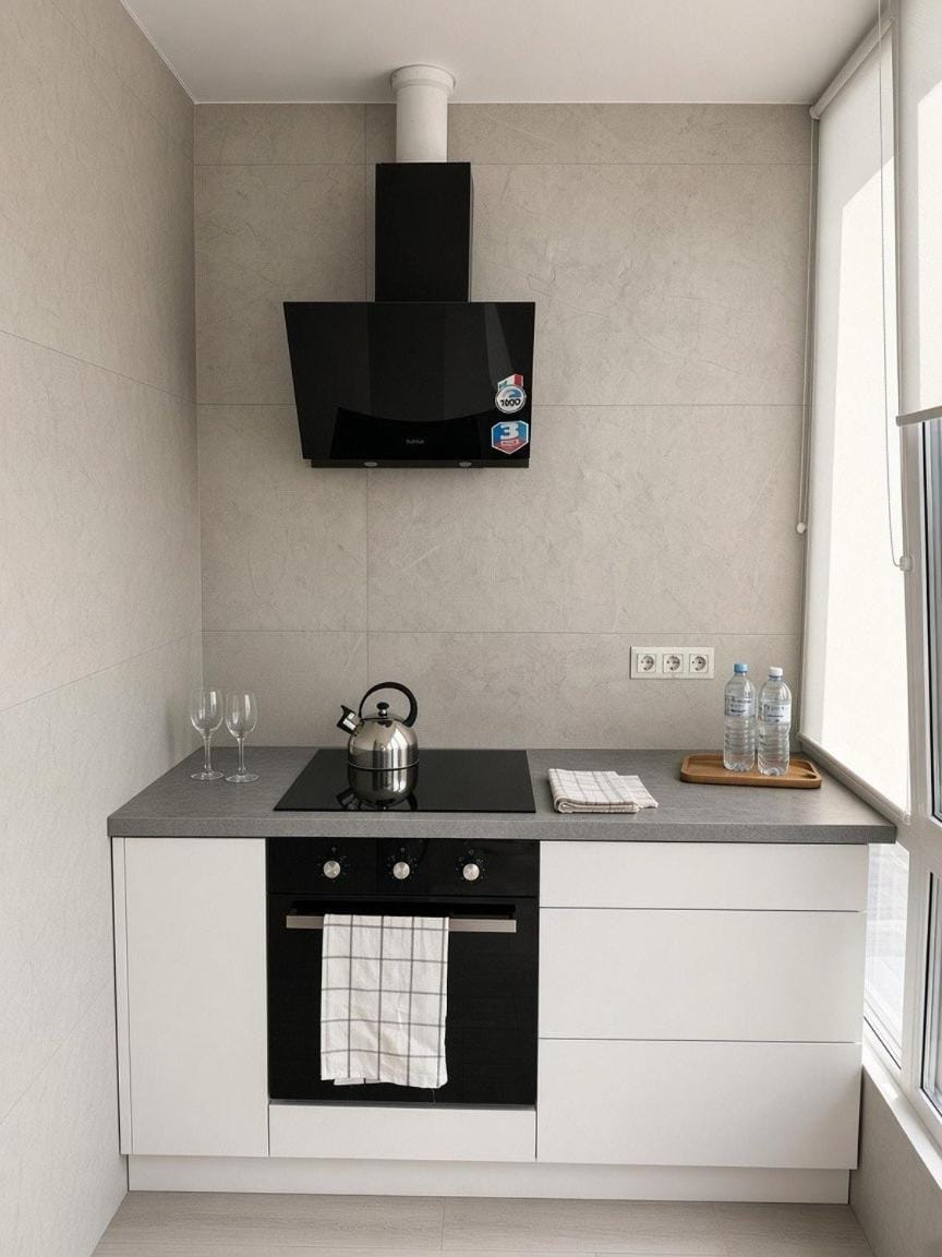Kitchen or kitchenette, stove