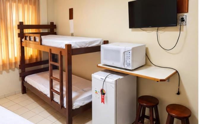 Bedroom, bunk bed, microwave, minibar