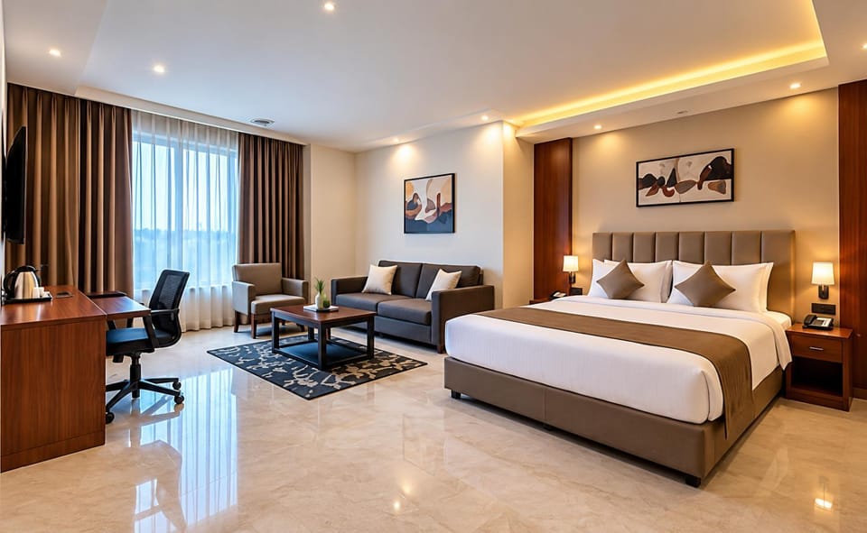 Bed, TV and multimedia, Living room, Photo of the whole room, Seating area, Bedroom, hair dresser