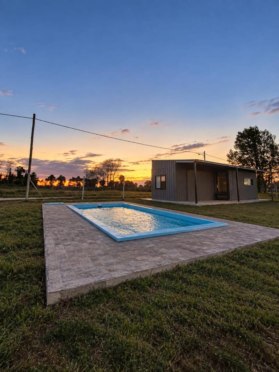 Garden, Swimming pool, Sunset