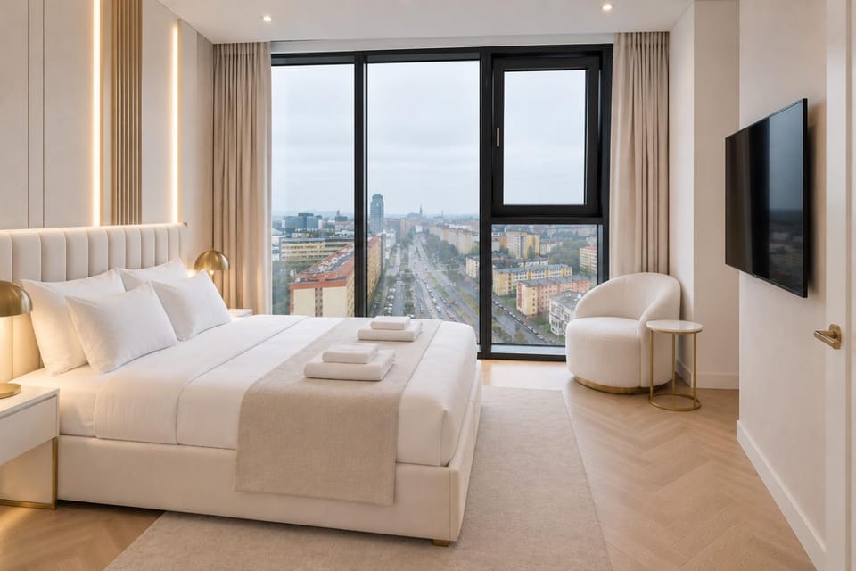 Hanza Tower WHITE 24 SPA & Sauna & Jacuzzi & Pool Apartment in Szczecin