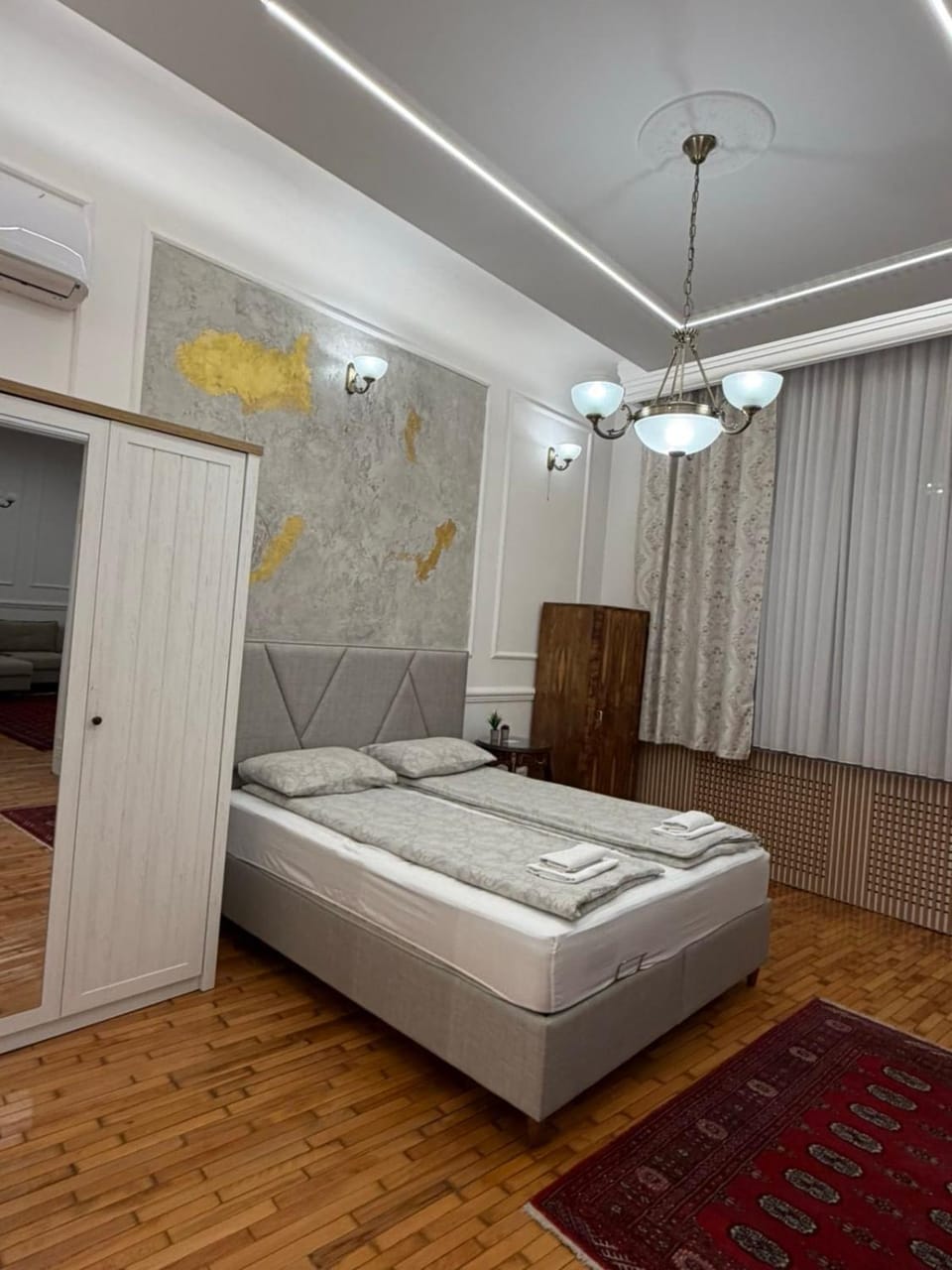 Bed, Photo of the whole room, Bedroom, wardrobe, air conditioner