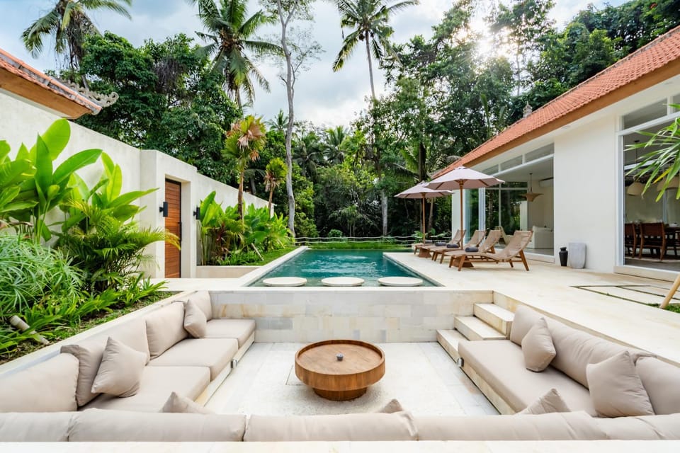 Swimming pool, sunbed