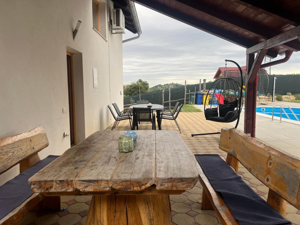 Patio, Day, Natural landscape, Seating area, Dining area, Pool view, Swimming pool, sunbed