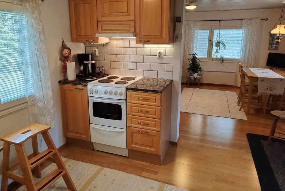 Kitchen or kitchenette, Dining area, oven, stove, toaster