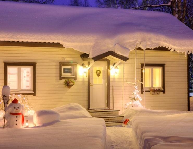 Property building, Night, Winter