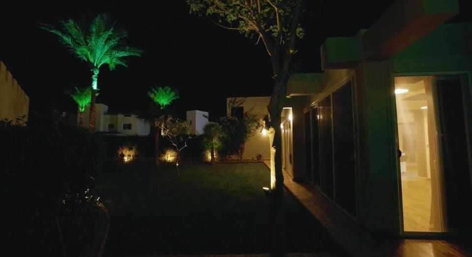 Property building, Night, Garden, Garden view